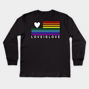 USA LGBT Pride -  American Flag Style Love is Love BOLD Kids Long Sleeve T-Shirt